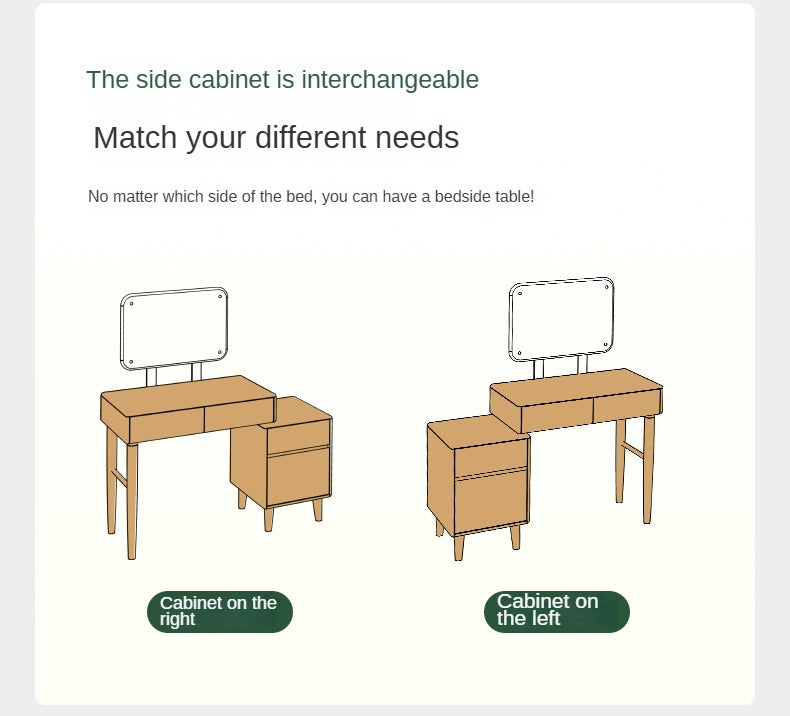 Solid Rubberwood, Oak, Beech Solid Wood Retractable Vanity Table Modern.