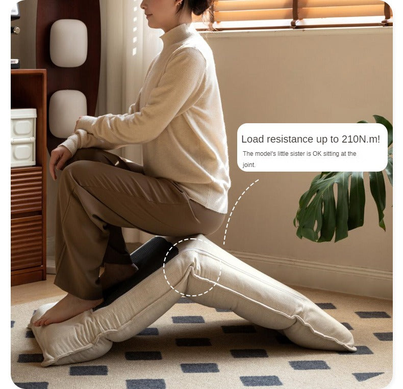Cream Fabric Floor Lounge Chair, Foldable Tatami-Style
