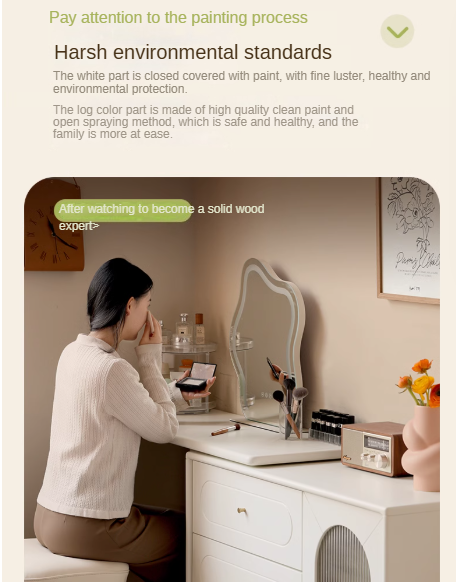 Poplar, Solid Rubberwood French Cream Style Retractable Dressing Table.