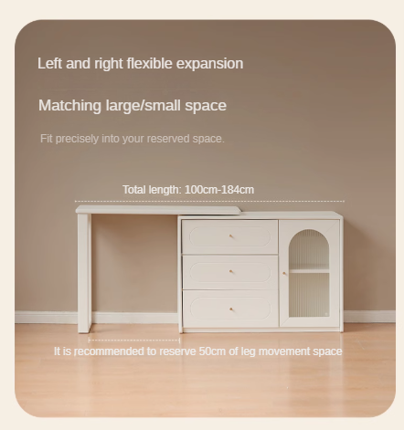 Poplar, Solid Rubberwood French Cream Style Retractable Dressing Table.