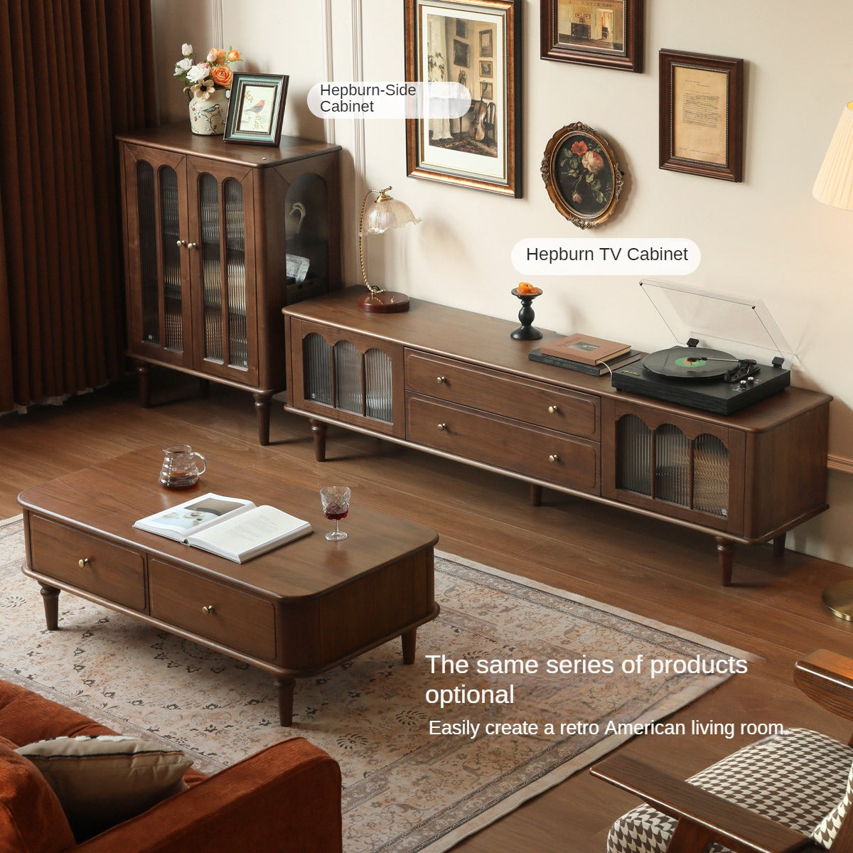 Black Walnut Solid Wood American Retro Coffee Table.