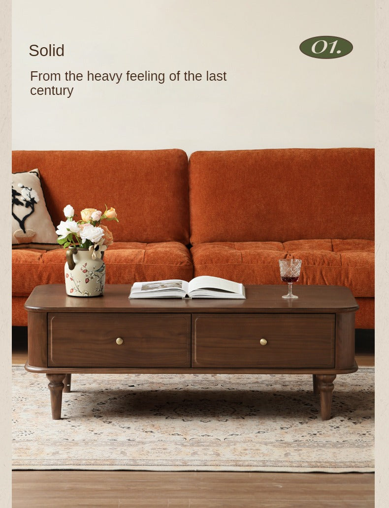 Black Walnut Solid Wood American Retro Coffee Table.