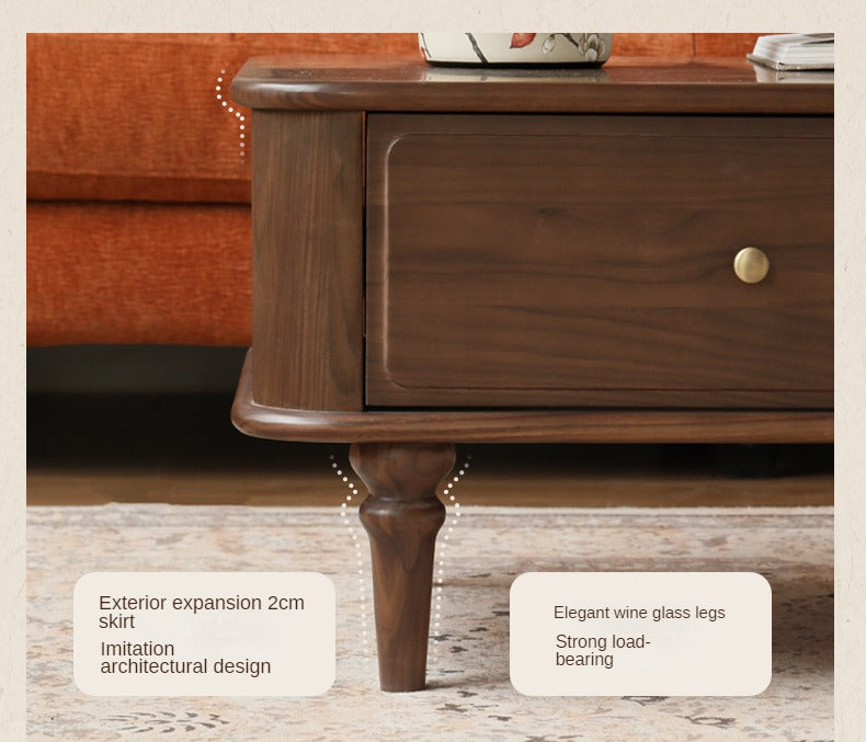 Black Walnut Solid Wood American Retro Coffee Table.