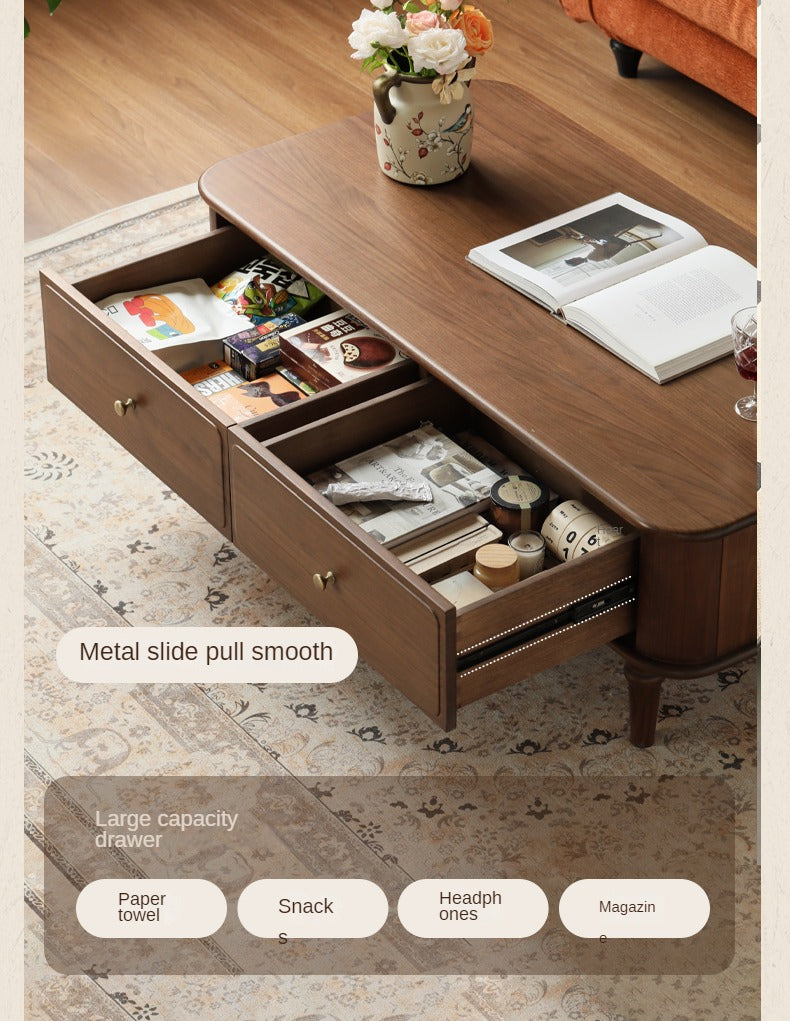 Black Walnut Solid Wood American Retro Coffee Table.