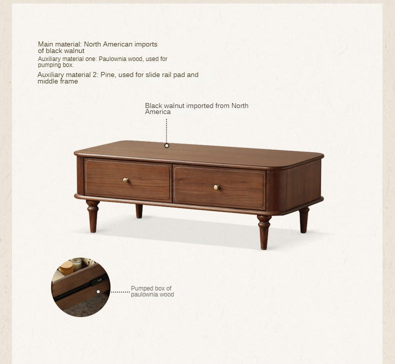 Black Walnut Solid Wood American Retro Coffee Table