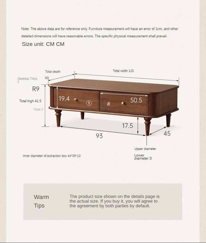 Black Walnut Solid Wood American Retro Coffee Table