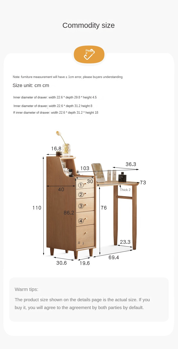 European Beech Solid Wood Telescopic Dressing Table.