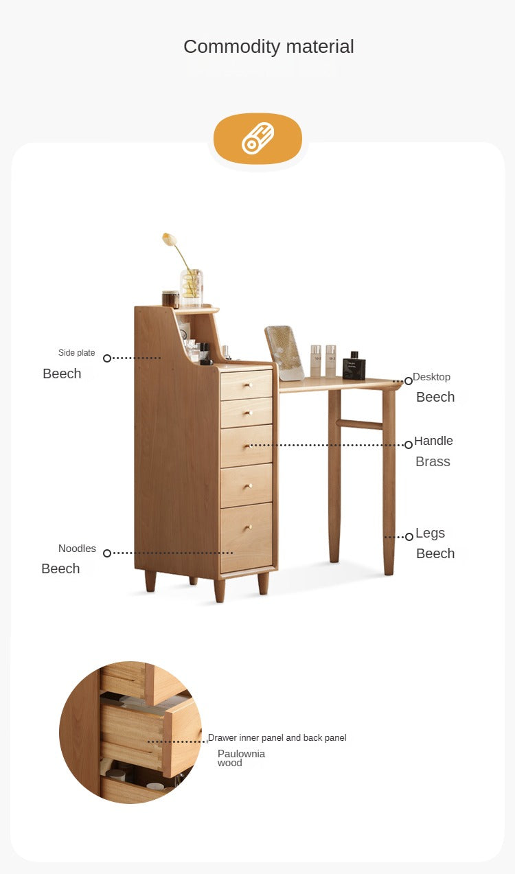 European Beech Solid Wood Telescopic Dressing Table.