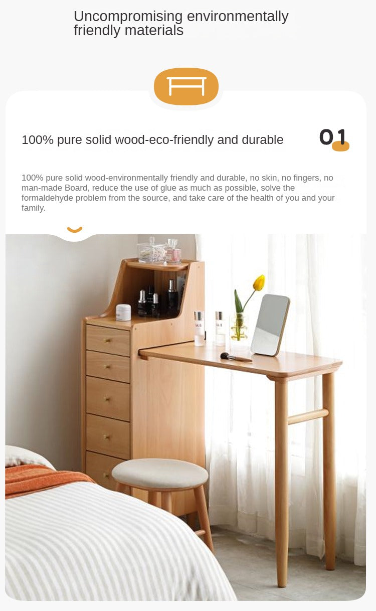 European Beech Solid Wood Telescopic Dressing Table.