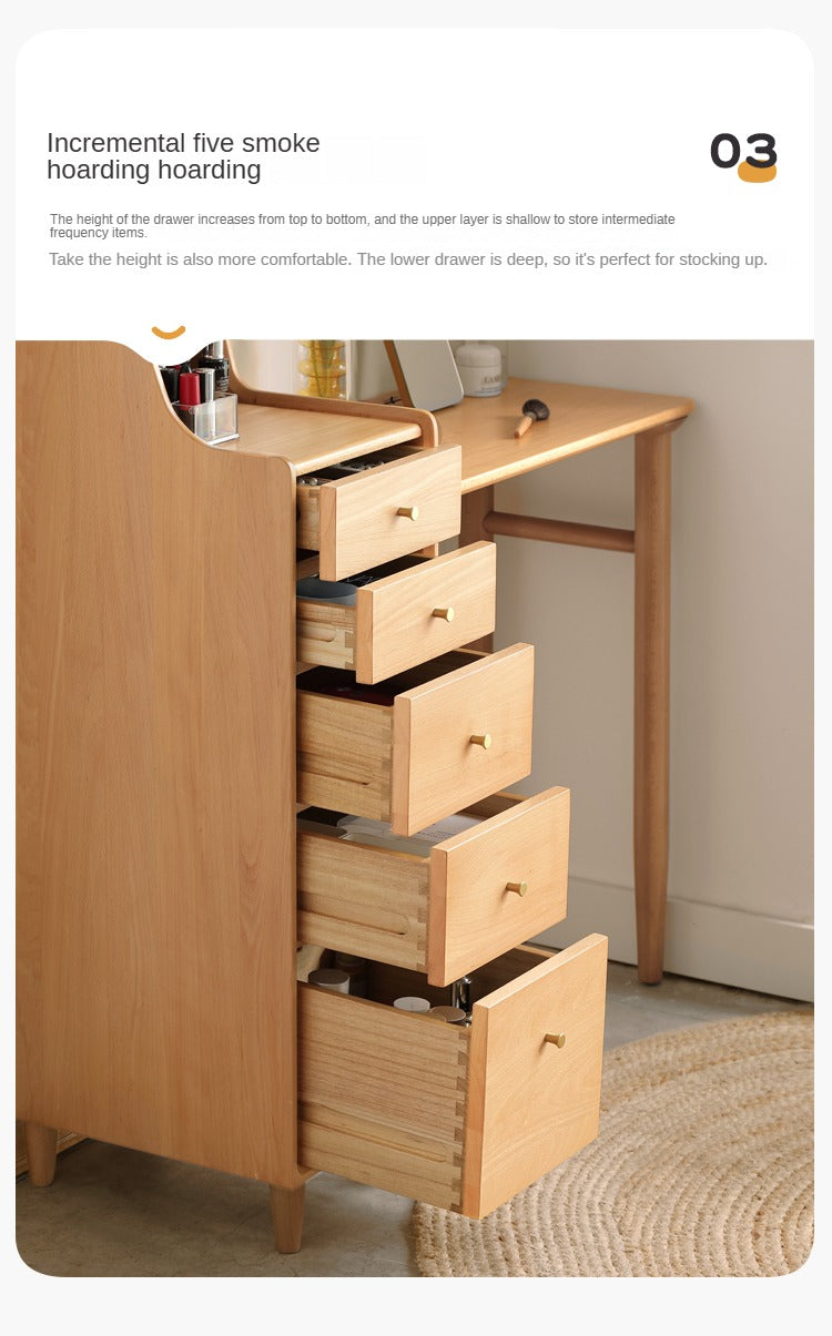 European Beech Solid Wood Telescopic Dressing Table.