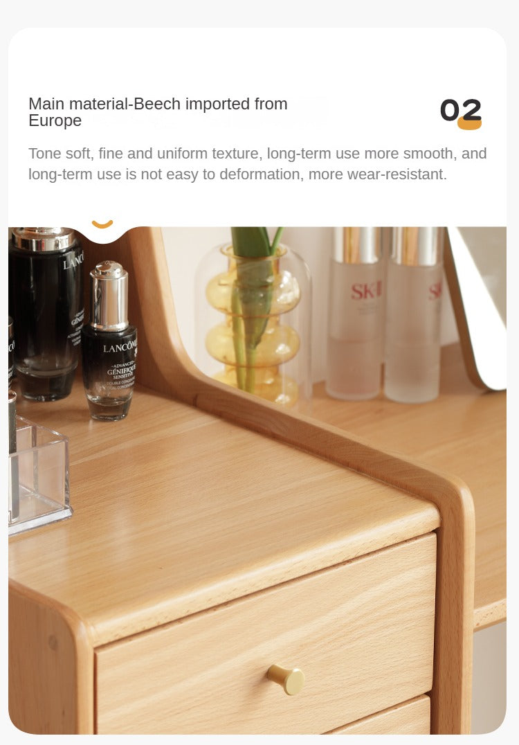 European Beech Solid Wood Telescopic Vanity Table.