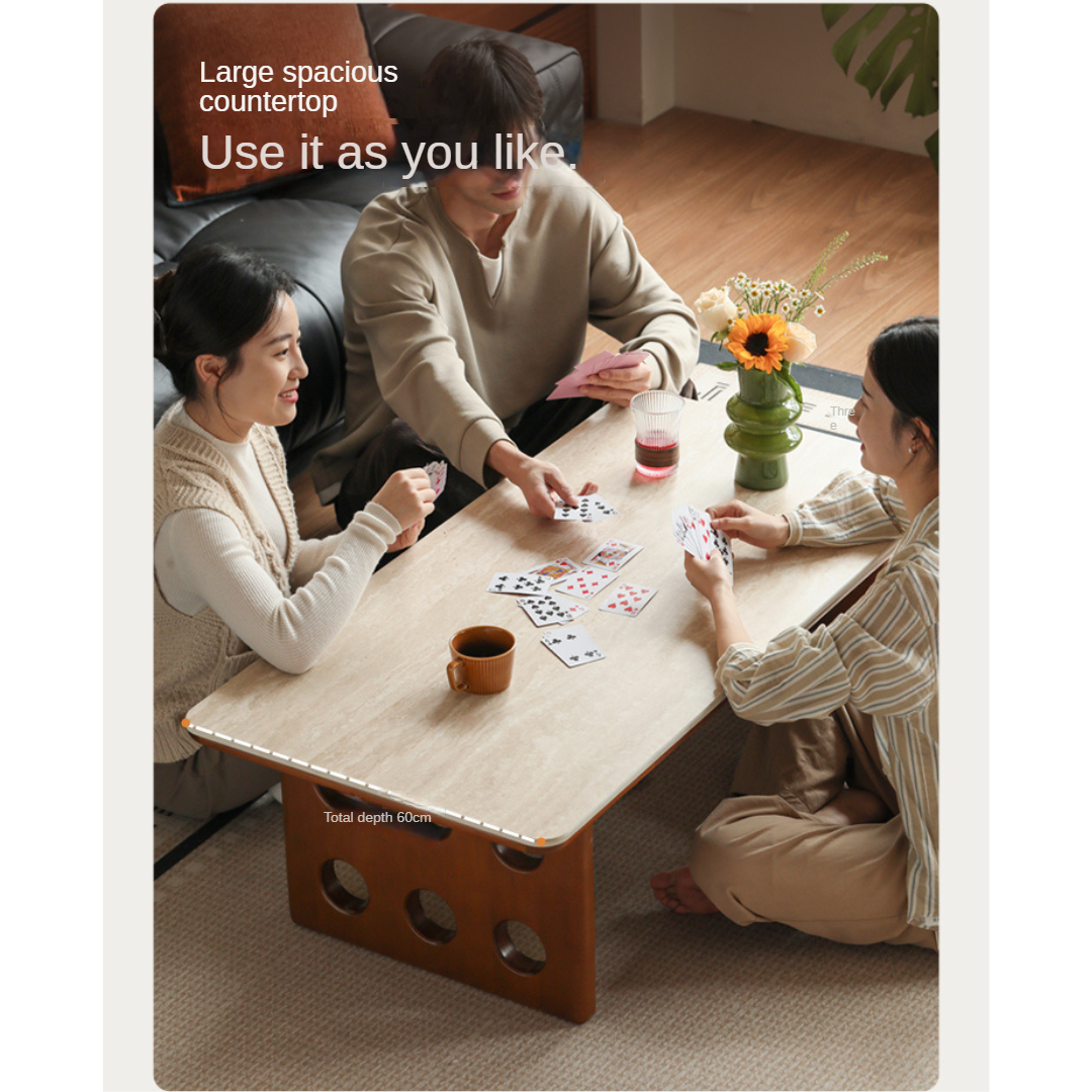 Poplar, Ash Solid Wood Rock Plate Retro Coffee Table.