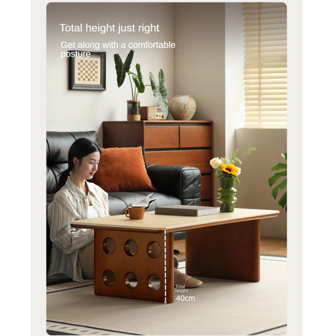 Poplar, Ash Solid Wood Rock Plate Retro Coffee Table.
