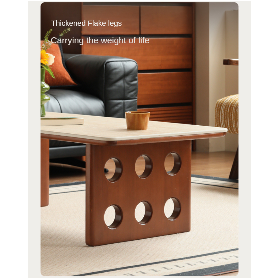 Poplar, Ash Solid Wood Rock Plate Retro Coffee Table.