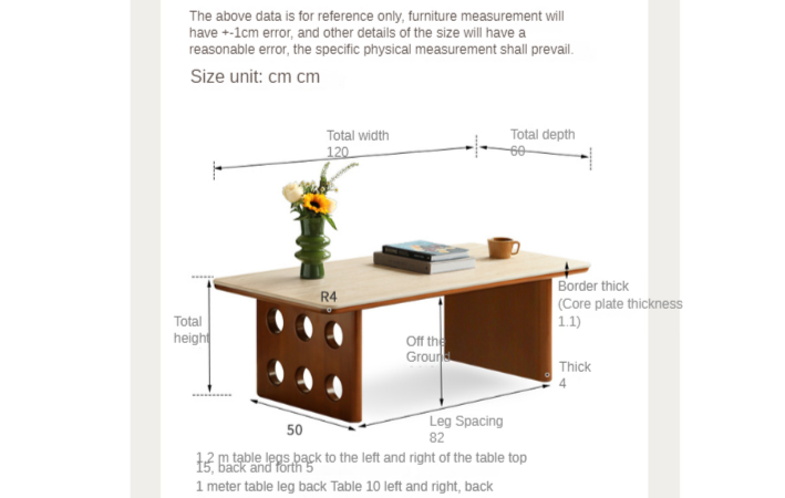 Poplar, Ash Solid Wood Rock Plate Retro Coffee Table.