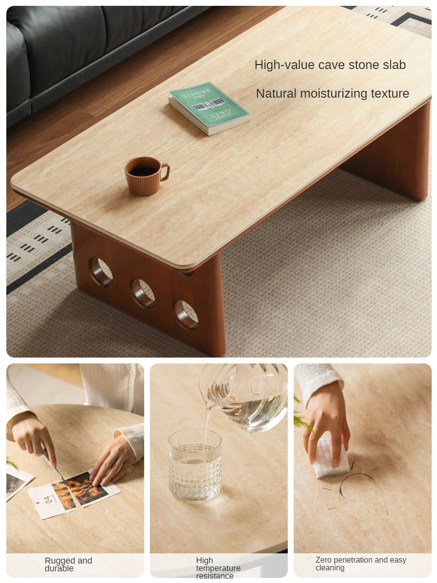 Poplar, Ash Solid Wood Rock Plate Retro Coffee Table.