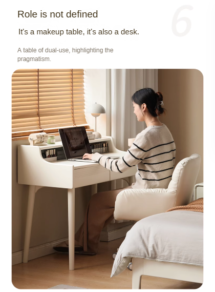 Solid RubberWood Cream Style Vanity Table.