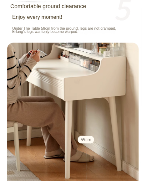 Solid RubberWood Cream Style Vanity Table.