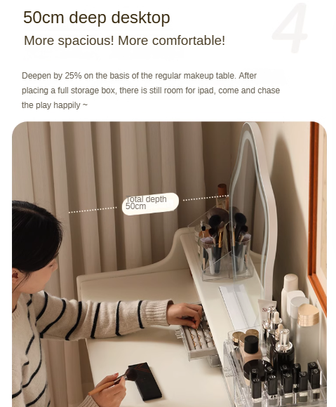 Solid RubberWood Cream Style Vanity Table.