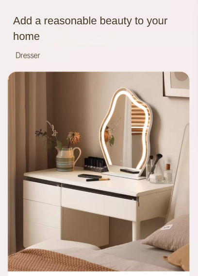 Solid Rubberwood, Poplar Solid Wood Dressing Table Warm White.
