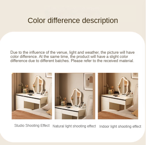 Solid Rubberwood Vanity Table Warm White