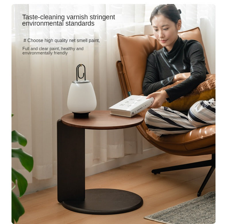 Black Walnut, Teak Solid Wood Round Coffee Table Italian Light Luxury.