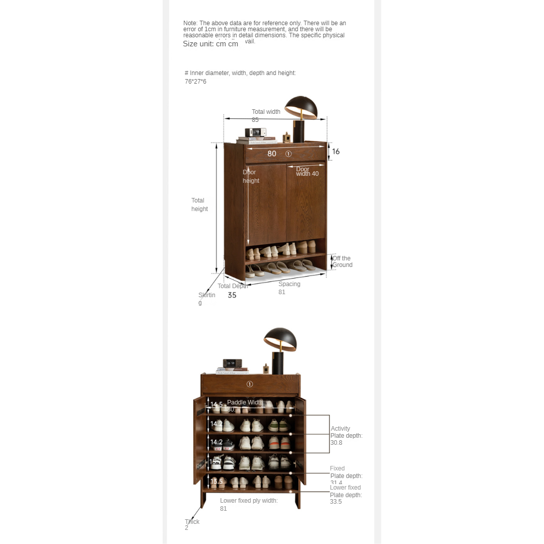 Oak Solid Wood Rock Plate Shoe Cabinet