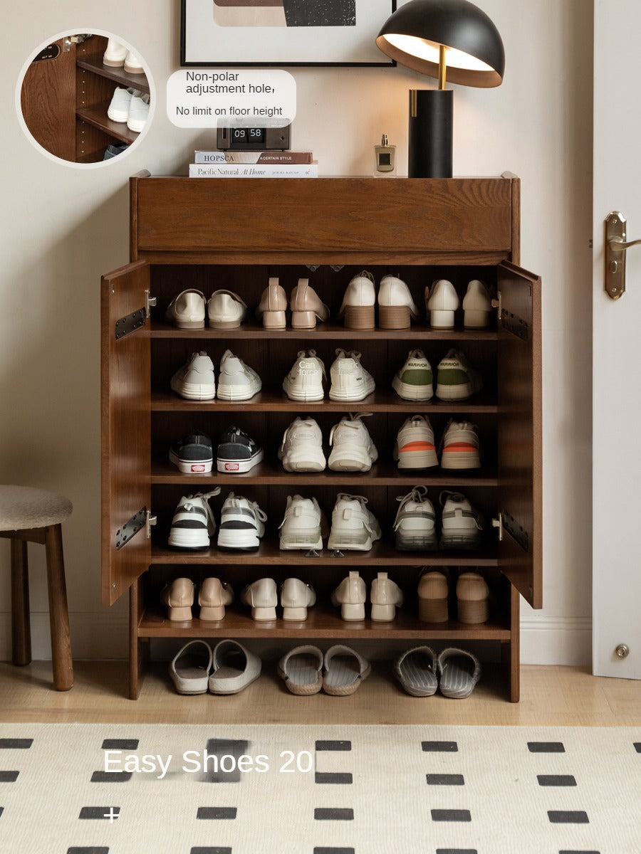 Oak Solid Wood Rock Plate Shoe Cabinet