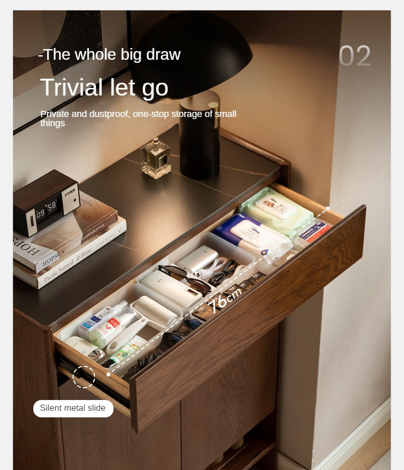 Oak Solid Wood Rock Plate Shoe Cabinet