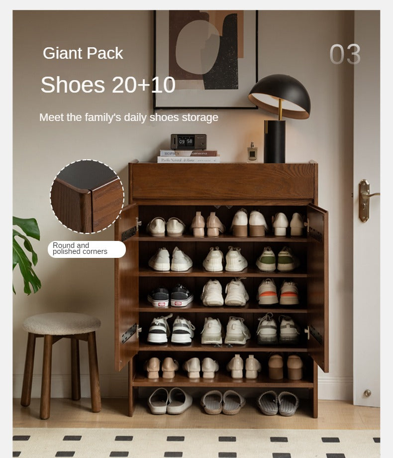 Oak Solid Wood Rock Plate Shoe Cabinet