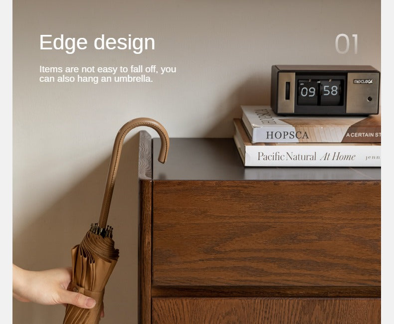 Oak Solid Wood Rock Plate Shoe Cabinet