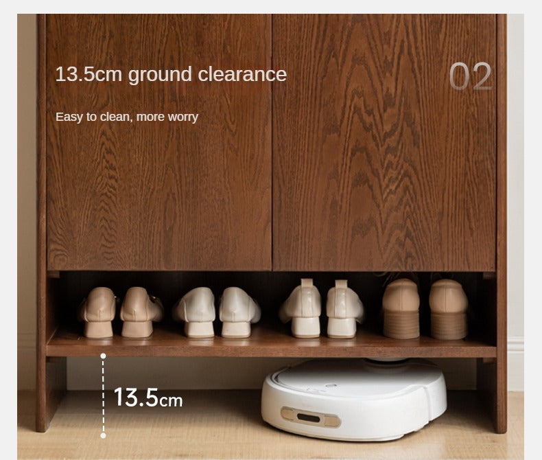 Oak Solid Wood Rock Plate Shoe Cabinet