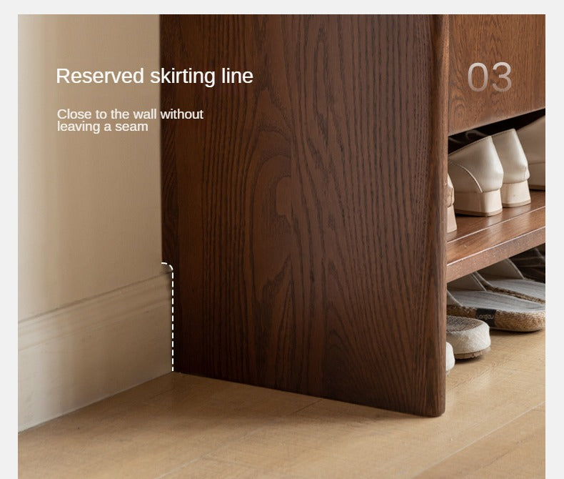 Oak Solid Wood Rock Plate Shoe Cabinet