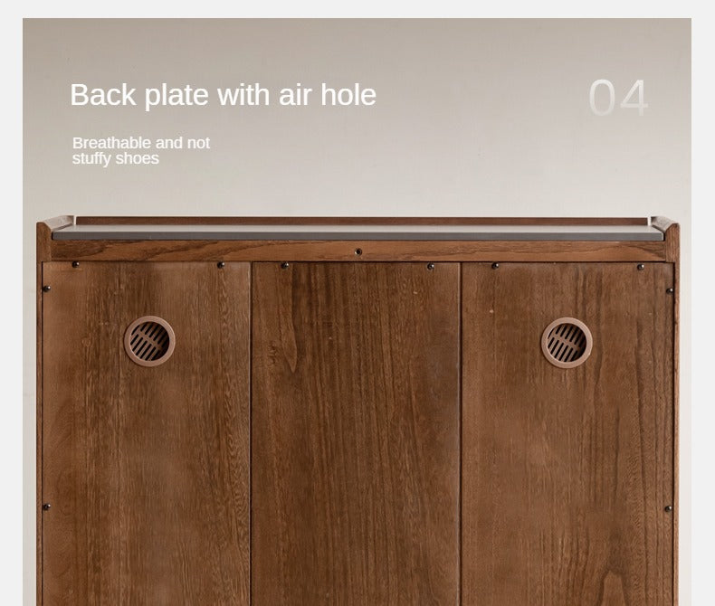 Oak Solid Wood Rock Plate Shoe Cabinet