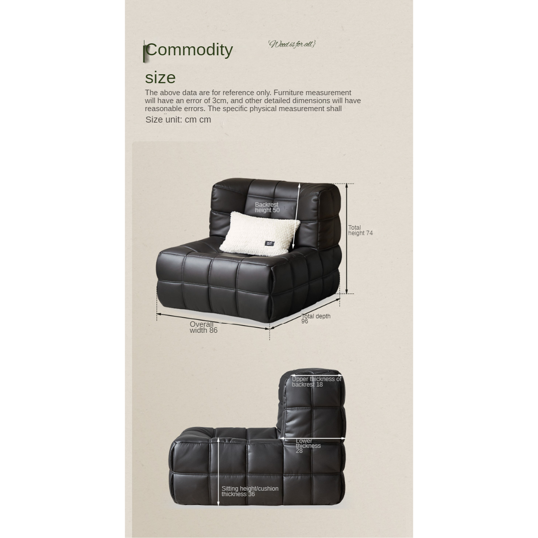 Ecological cloud leather lazy chair medieval style.