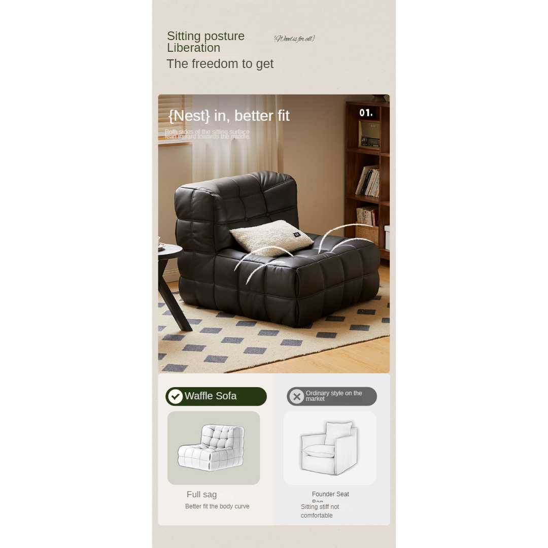 Ecological cloud leather lazy chair medieval style.