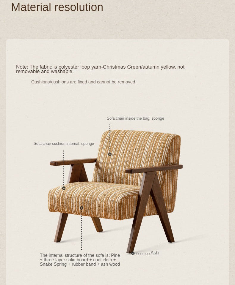 Ash solid wood Geometric Frame Lounge Chair