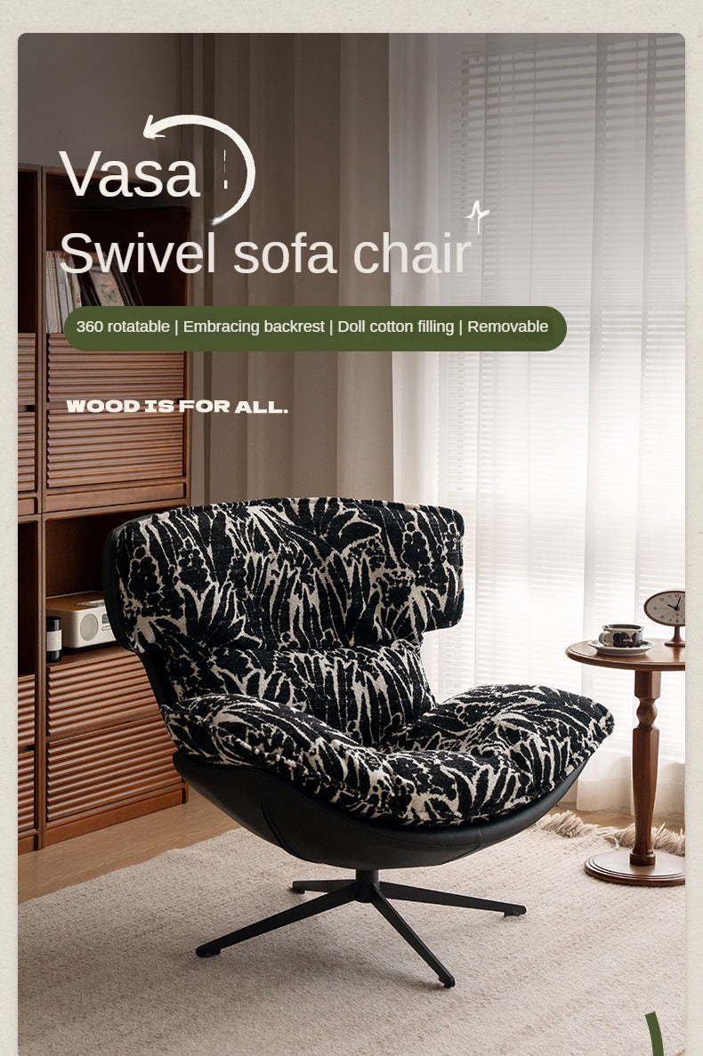 360° Swivel Egg Lounge Chair with Removable Jacquard Fabric Cushion