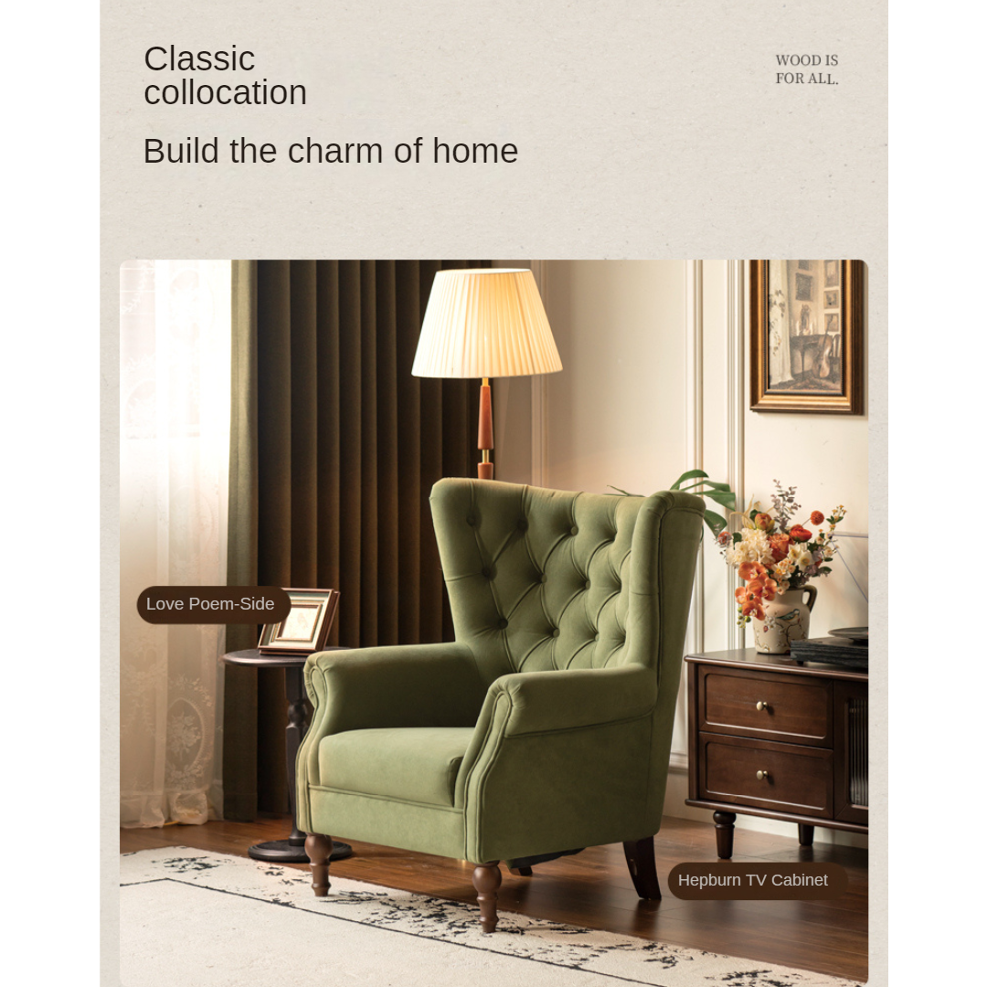 Fabric Sofa American Retro Chair.