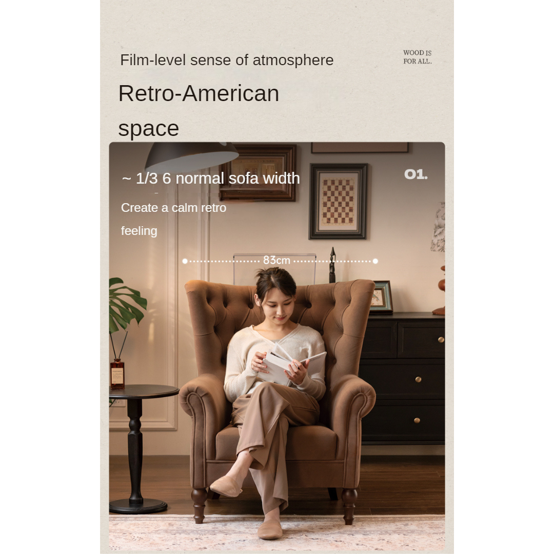 Fabric Sofa American Retro Chair.