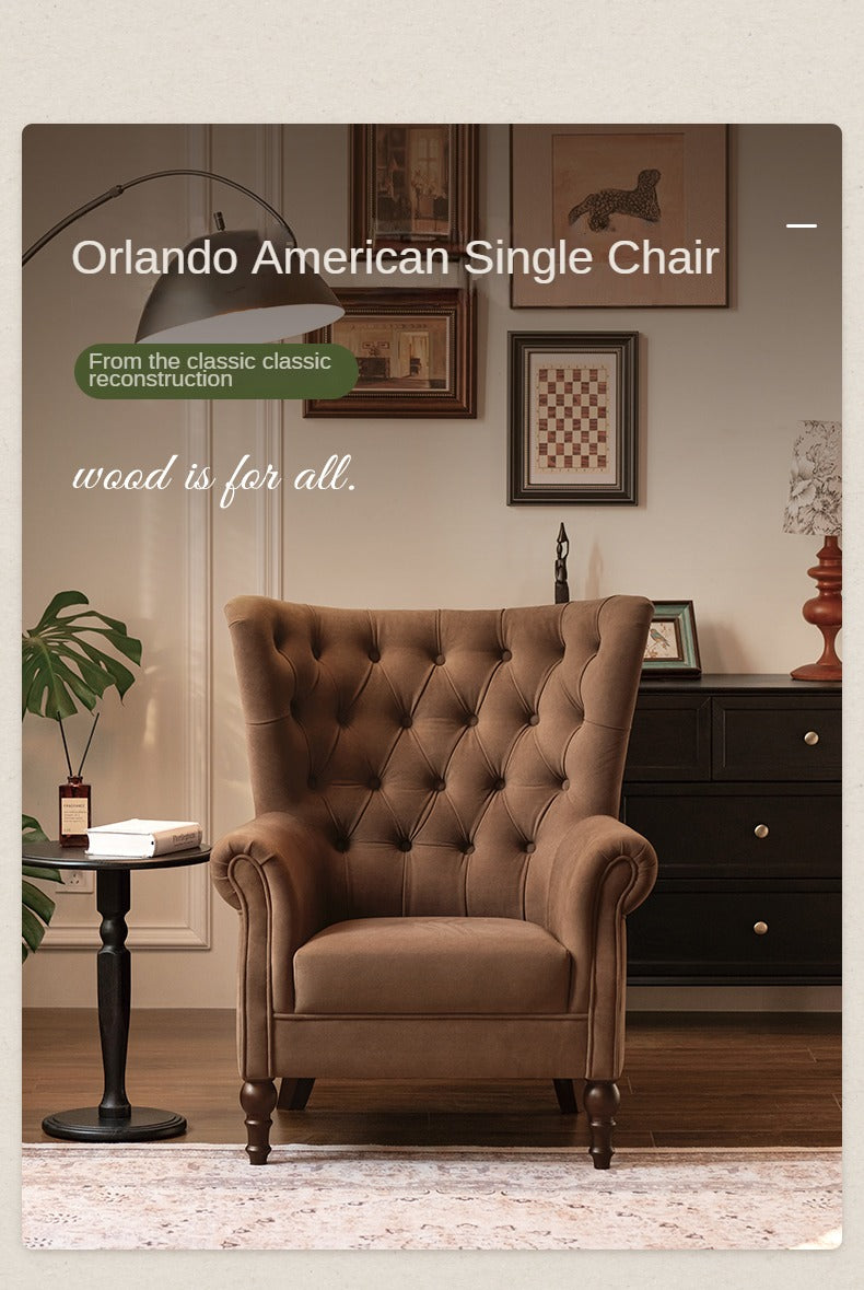 Fabric Sofa American Retro Chair.