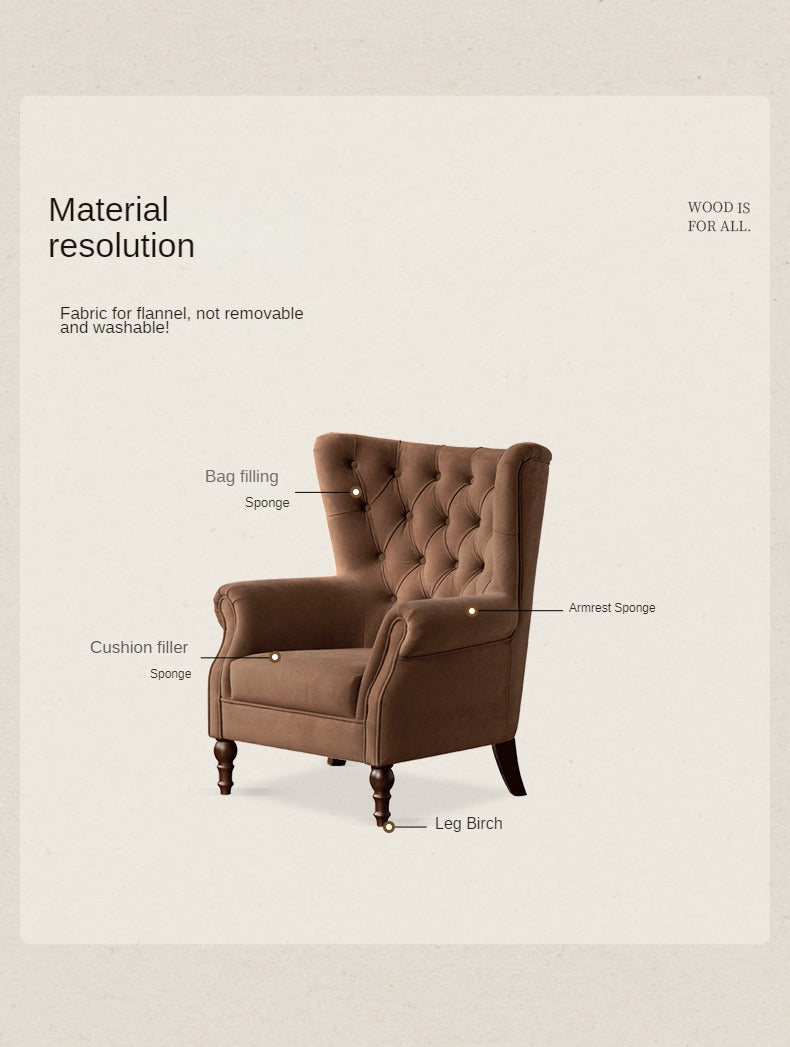 Fabric Sofa American Retro Chair.
