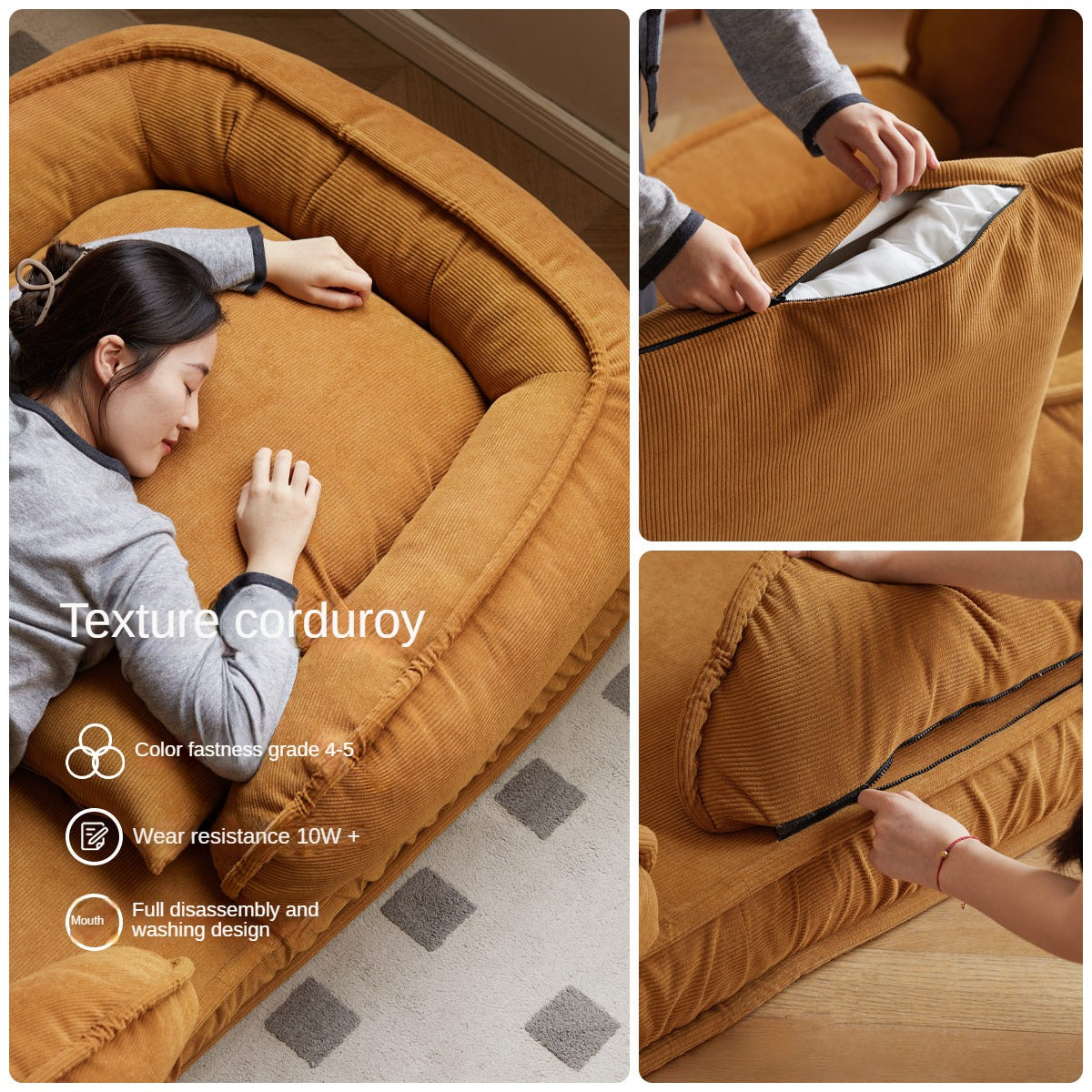 Fabric lazy sofa Adjustable Floor – 6 Recline Positions