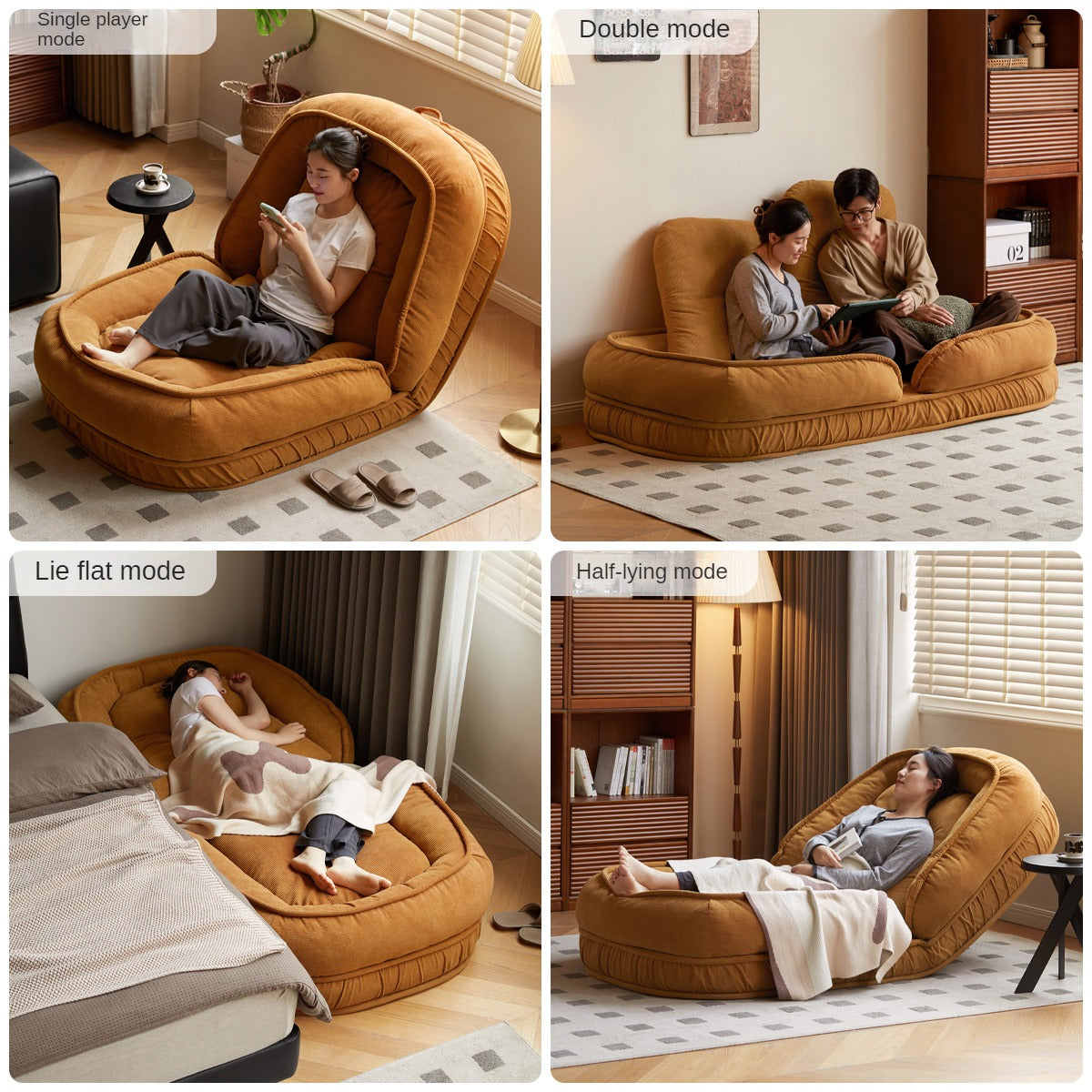 Fabric lazy sofa Adjustable Floor – 6 Recline Positions