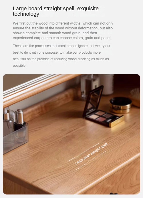 Cherry, Birch Solid Wood Multi-Functional Storage Vanity Table.