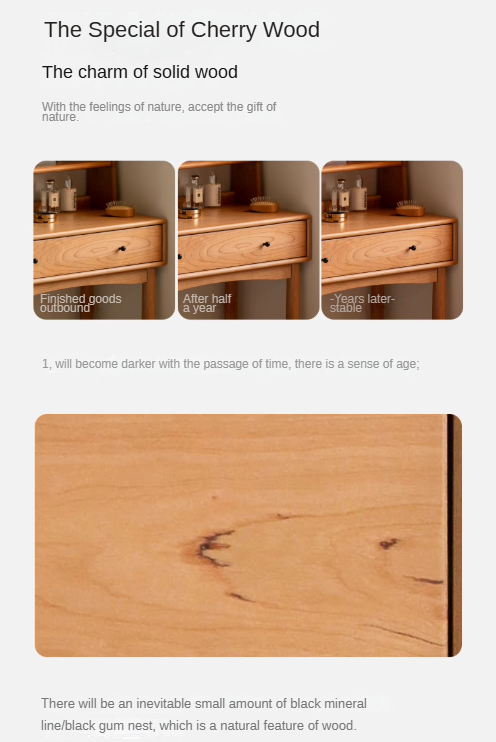 Cherry Solid Wood Multi-Functional Storage Dressing Table.