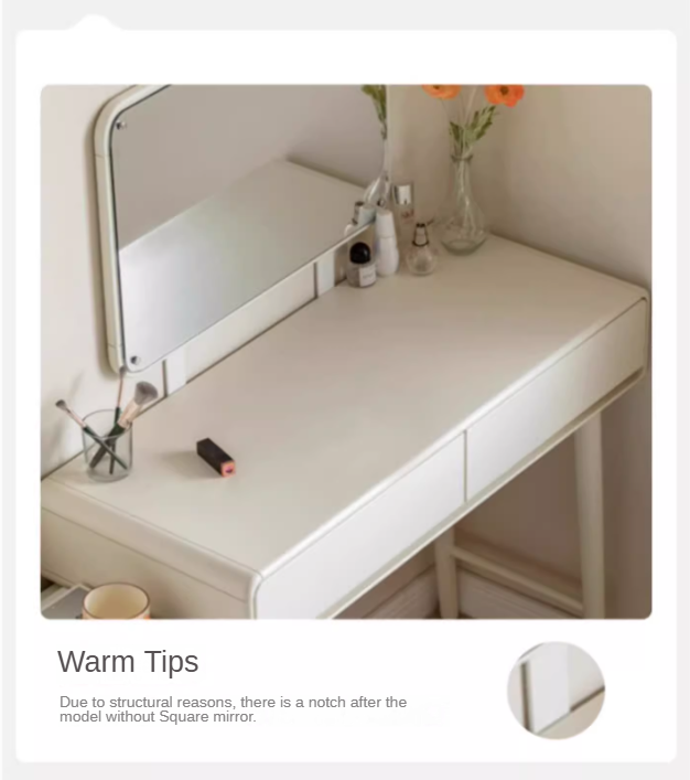 Poplar, Solid Rubberwood Milky Telescopic Dressing Table.