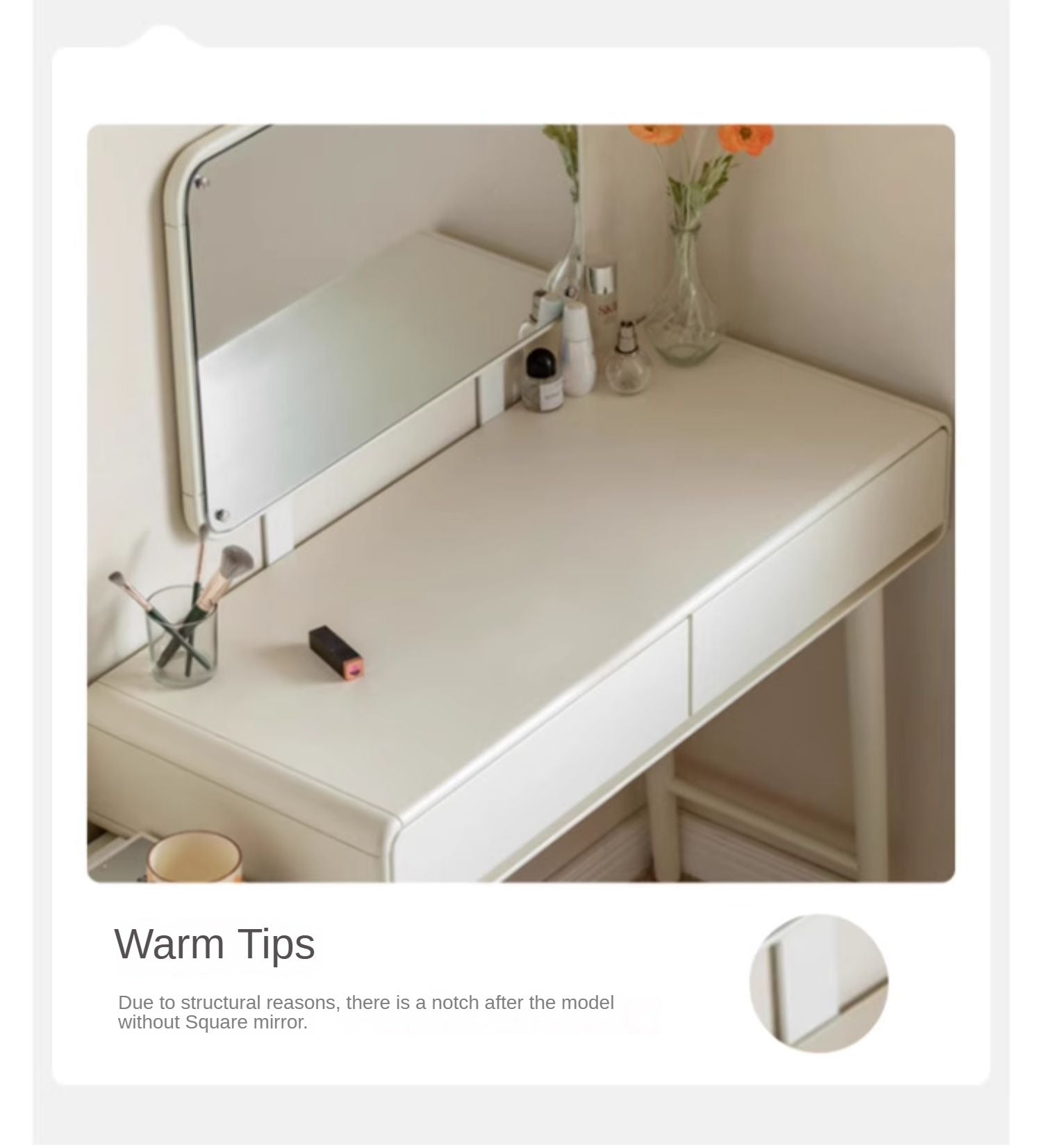 Solid Rubberwood Milky Telescopic Vanity Table.