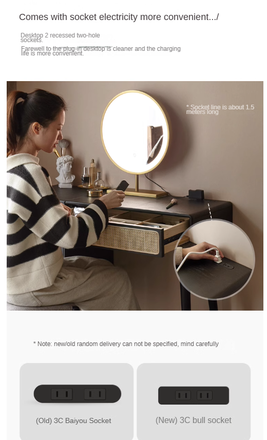 Oak Solid Wood Black Vintage Makeup Dressing Table.