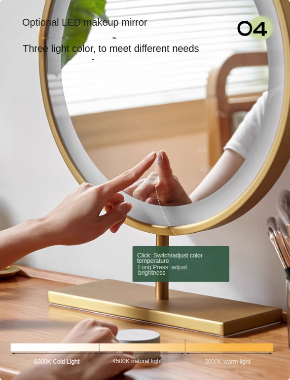 Oak, Solid Rubberwood, Beech Vanity Table L-Shaped Corner.